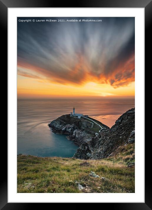 South Stack Lighthouse Framed Mounted Print by Lauren McEwan