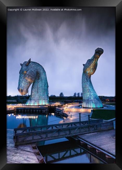 Kelpies & Rain Clouds Framed Print by Lauren McEwan