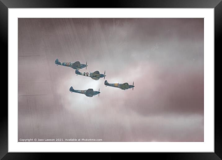 Spitfires in formation Framed Mounted Print by Jaxx Lawson