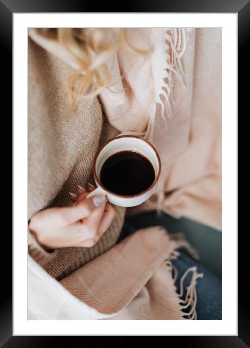 A close up of a person holding a cup of coffee Framed Mounted Print by Omar Al-Ashi