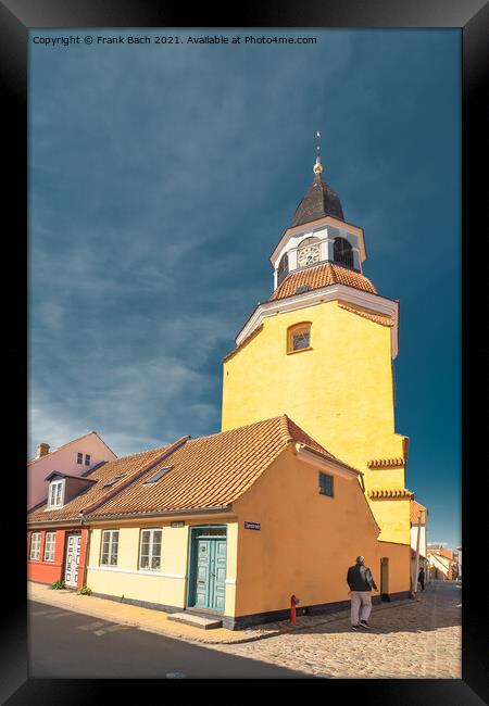 Bell Tower in Faaborg old streets, Denmark Framed Print by Frank Bach