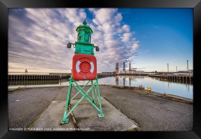 Beacon lighthouse in Esbjerg harbor, Denmark Framed Print by Frank Bach