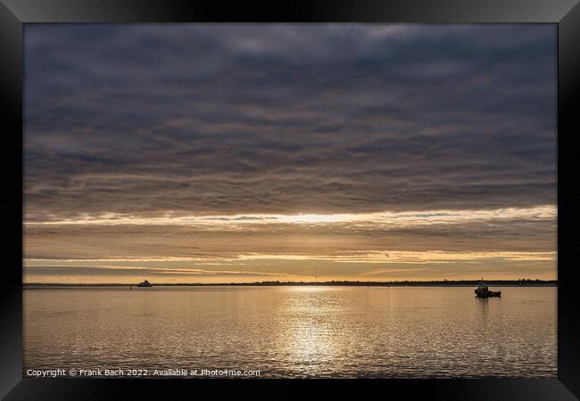 The island Fanoe seen from Esbjerg harbor, Denmark Framed Print by Frank Bach