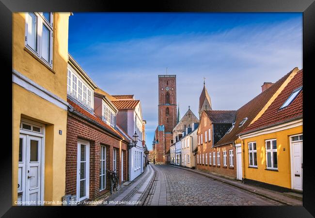 Cathedral in old medieval city Ribe, Denmark Framed Print by Frank Bach