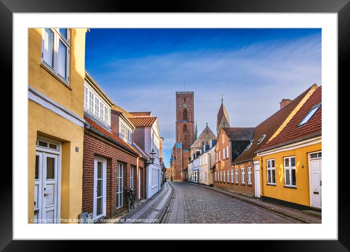 Cathedral in old medieval city Ribe, Denmark Framed Mounted Print by Frank Bach