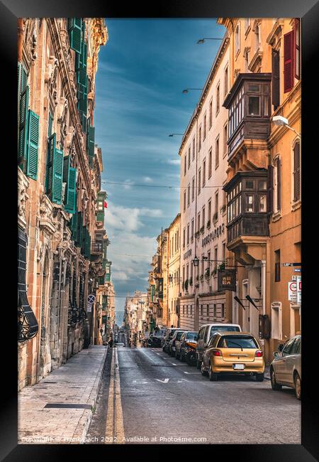 Valetta streets and homes on Malta Framed Print by Frank Bach