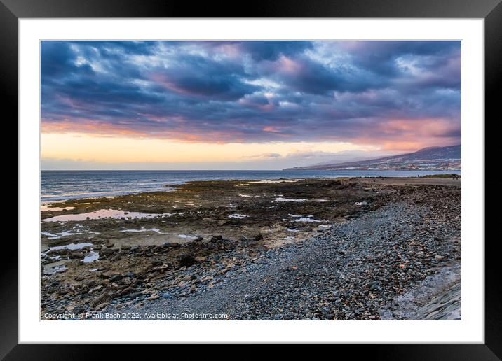 Sunset at Playa de las Americas on Tenerife, Spain  Framed Mounted Print by Frank Bach