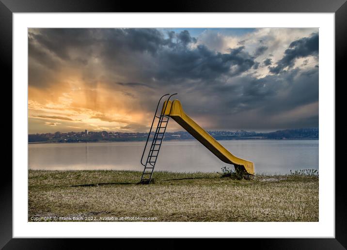 Childrens slider in Flensburg fjord between Denmark and Germany Framed Mounted Print by Frank Bach
