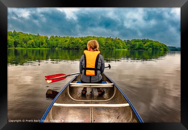 Canoing in the Lakes of Silkeborg, Denmark Framed Print by Frank Bach