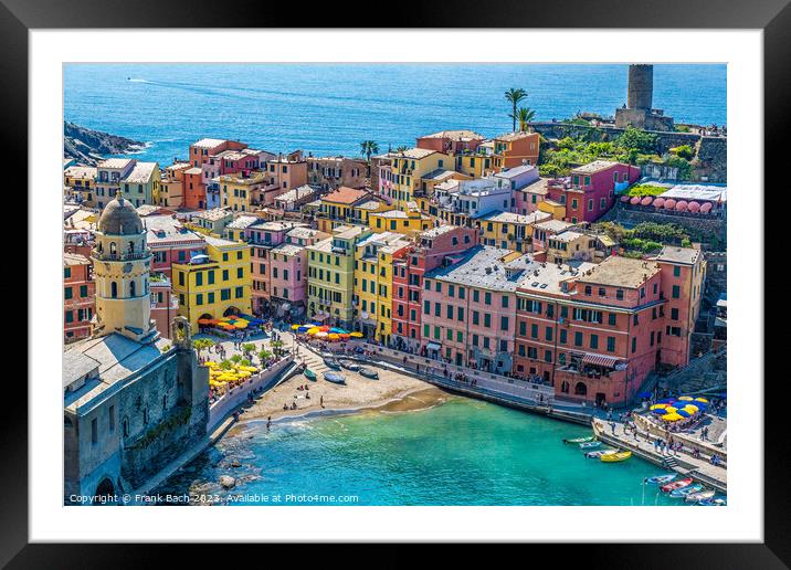 Small town of Vernazza in Cinque Terre Liguria in Italy Framed Mounted Print by Frank Bach