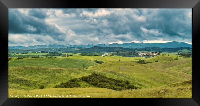 Tuscan landscape farmland outside Voleterra, Tuscany Italy Framed Print by Frank Bach