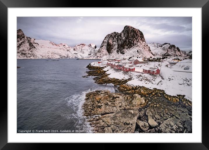 Hamnoy on Lofoten, Wiev over the small town, Norway Framed Mounted Print by Frank Bach