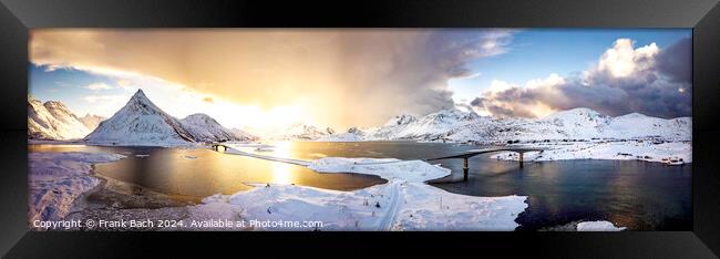 Lofoten highway bridge in winter time, Norway Framed Print by Frank Bach
