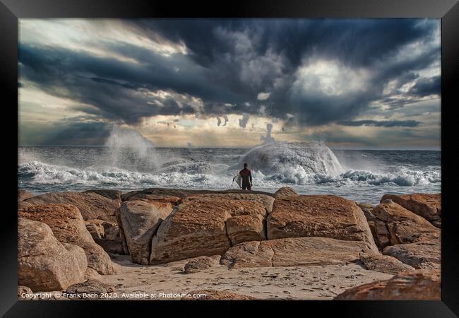 Surfer waiting for the right moment near Yallingup Framed Print by Frank Bach