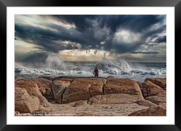 Surfer waiting for the right moment near Yallingup Framed Mounted Print by Frank Bach