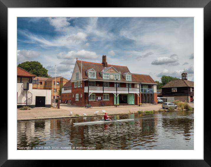 Cambridge traditional boats at River Cam, England Framed Mounted Print by Frank Bach