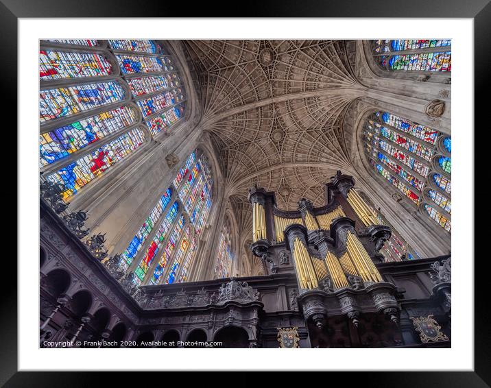 King's College chapel interior ceiling in Cambridge, England Framed Mounted Print by Frank Bach