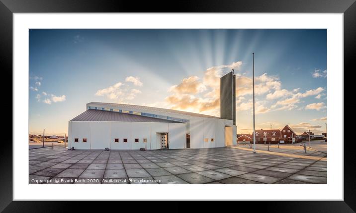 Modern church building in Thyboroen at the West Coast in Denmark Framed Mounted Print by Frank Bach