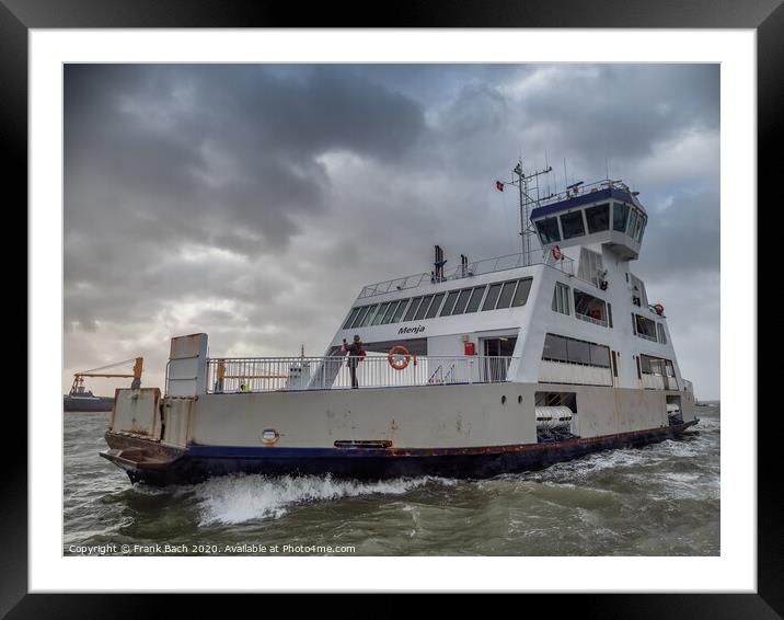 The ferry from Fanoe to Esbjerg in stormy weather, Denmark Framed Mounted Print by Frank Bach