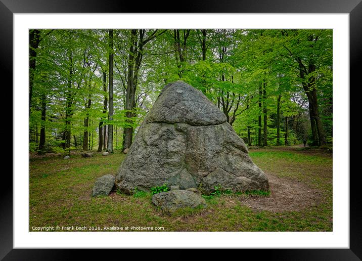 Tirslund glacial megalith stone in western Denmark Framed Mounted Print by Frank Bach