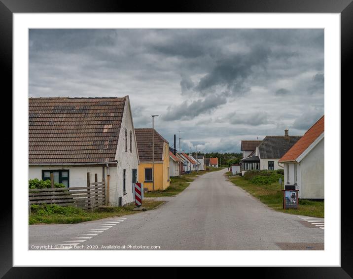 Main street in small village LildStrand, Thy Denmark Framed Mounted Print by Frank Bach
