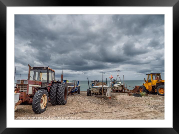 Coastal cutter on the beach at Lild Strand in Thy, Denmark Framed Mounted Print by Frank Bach