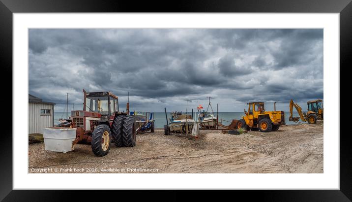 Coastal cutter on the beach at Lild Strand in Thy, Denmark Framed Mounted Print by Frank Bach