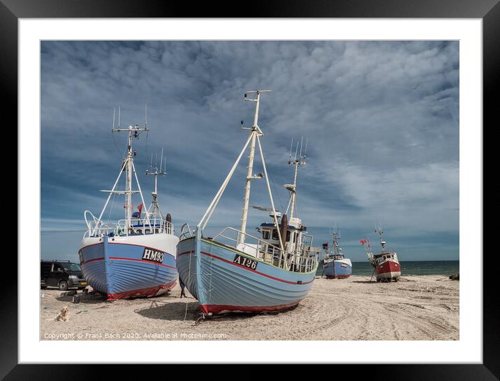 Coastal cutters at Thorup beach in the western part of Denmark Framed Mounted Print by Frank Bach