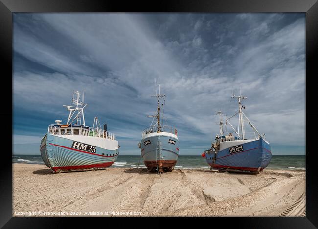 Coastal cutters at Thorup beach in the western part of Denmark Framed Print by Frank Bach