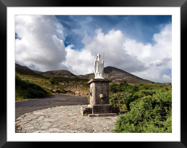 Pathway start with statue to Croagh Patrick in Westport Ireland Framed Mounted Print by Frank Bach