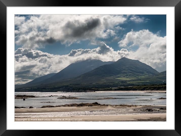 Croagh Patrick in clouds seen from Louisburgh small harbor, Ireland Framed Mounted Print by Frank Bach