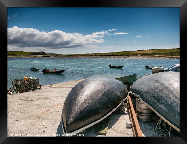 Traditional Irish fishing boats vessels in county Galway, near Letterfrack Framed Print by Frank Bach