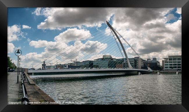 Samuel Beckett suspension bridge over the river Liffey in Dublin Framed Print by Frank Bach