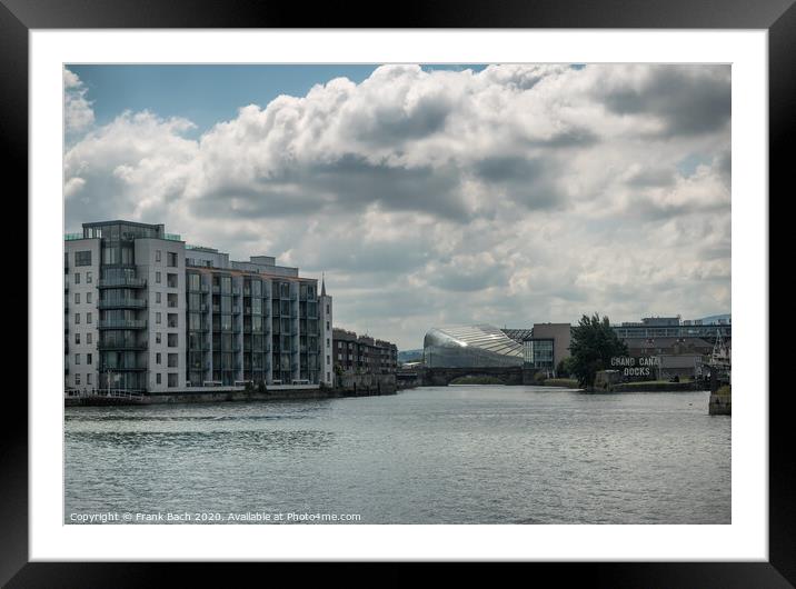 Docklands at the river Liffey in Dublin Framed Mounted Print by Frank Bach