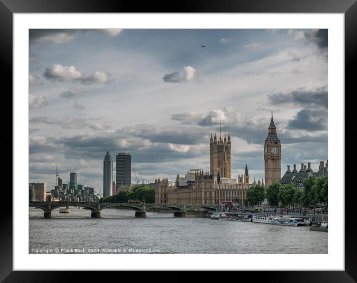 Thames with the Parliament, London Framed Mounted Print by Frank Bach