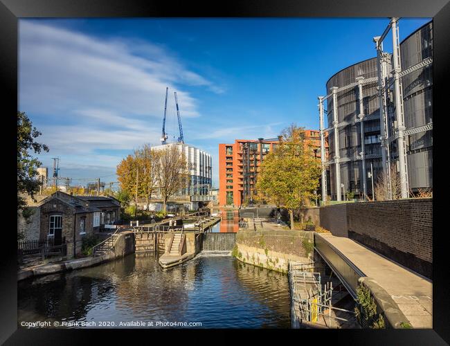 Canals in London on the way to Camden, Framed Print by Frank Bach