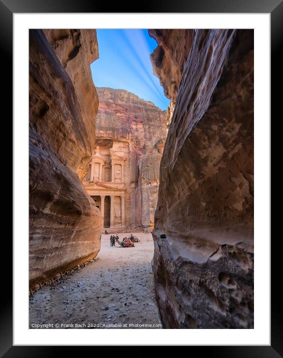The Shrine in Petra seen from the gorge Framed Mounted Print by Frank Bach