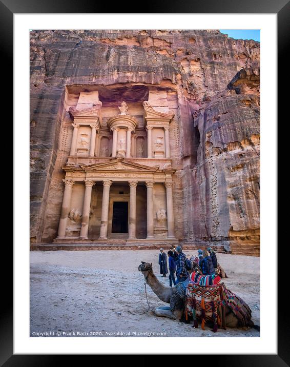 The Shrine in Petra seen from the gorge Framed Mounted Print by Frank Bach