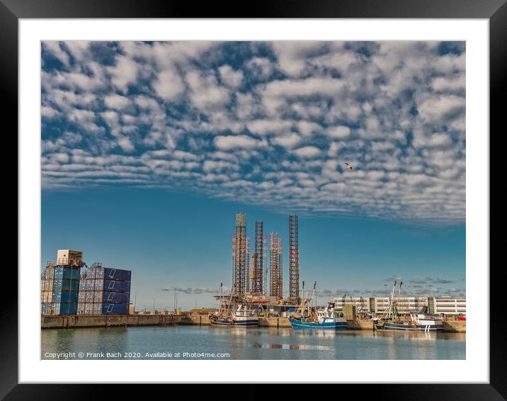 Wind power rigs in Esbjerg harbor. Denmark Framed Mounted Print by Frank Bach