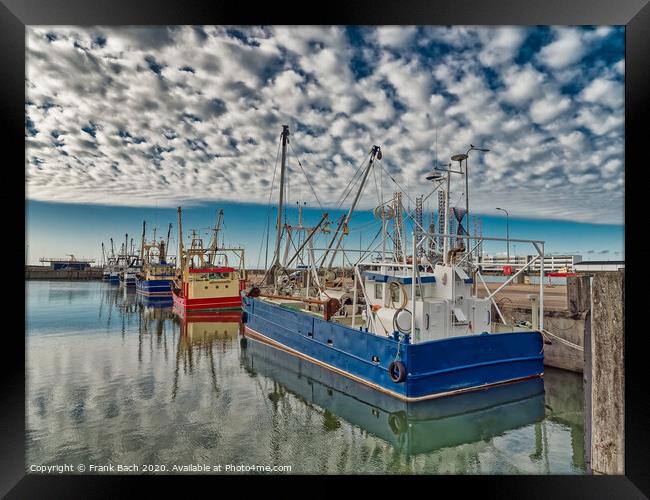 Fishing vessels in the harbor of Esbjerg, Denmark Framed Print by Frank Bach