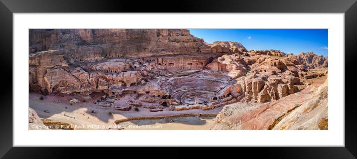 Amphitheater in Petra lost city Framed Mounted Print by Frank Bach