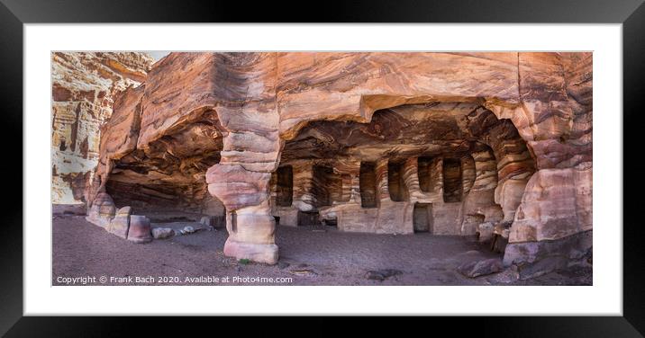 Dwellings homes in Petra lost city  Framed Mounted Print by Frank Bach