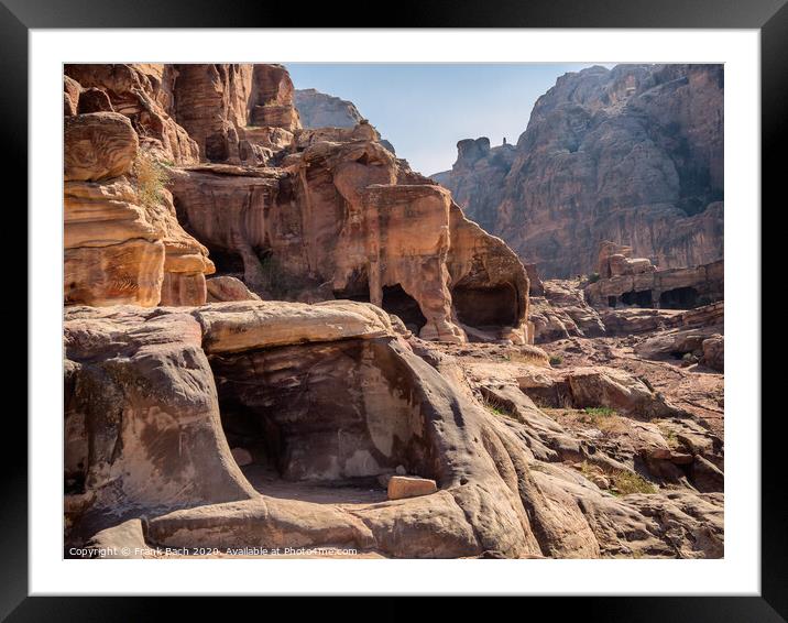 Dwellings homes in Petra lost city  Framed Mounted Print by Frank Bach