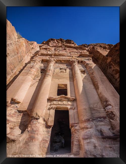 Temple in Petra lost city Framed Print by Frank Bach
