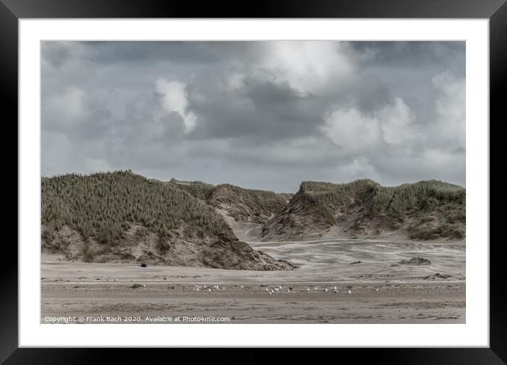 Blaavand beach dunes at the North sea coast on a windy day, Denmark Framed Mounted Print by Frank Bach