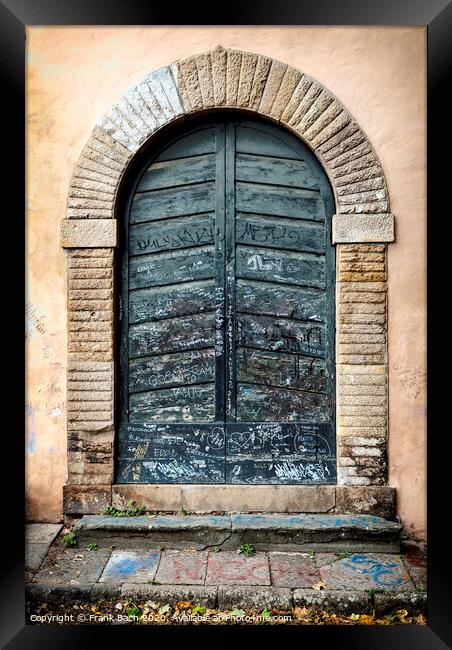 Residential doorway in  Lucca, Tuscany, Italy Framed Print by Frank Bach