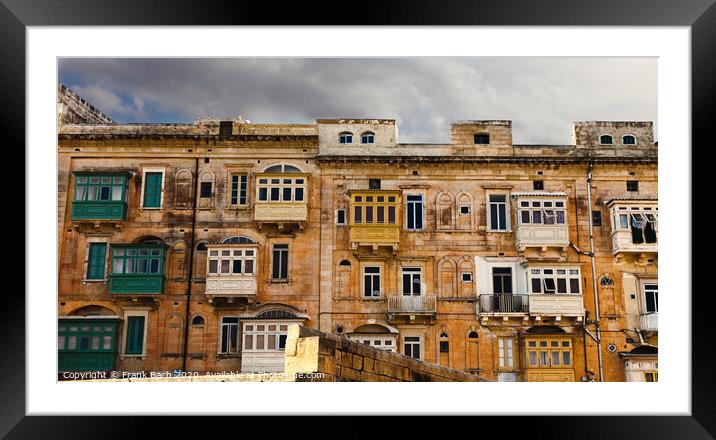 Typical Maltese building with balconies Framed Mounted Print by Frank Bach