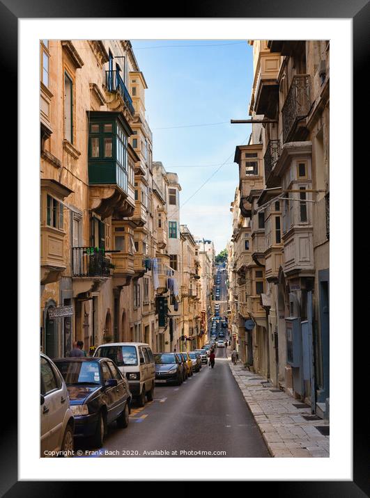 Typical Maltese building with balconies, Malta Framed Mounted Print by Frank Bach