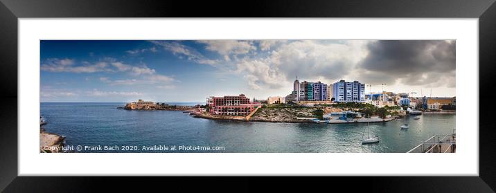 Panorama of St Julians, Malta Framed Mounted Print by Frank Bach