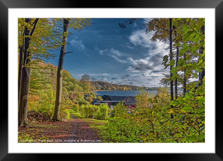 Vejle Fjord resting areas in autumn at Ulbaekhus, Denmark Framed Mounted Print by Frank Bach